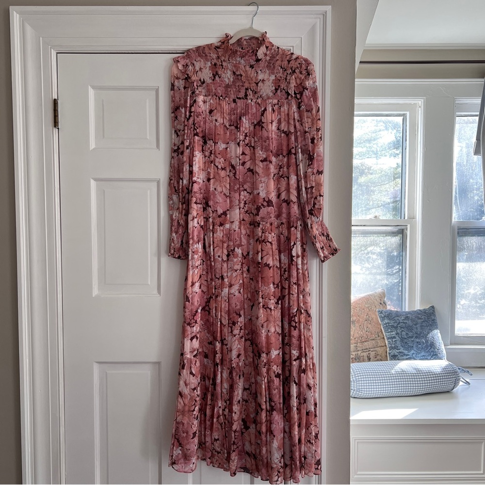 High neck floral maxi dress
